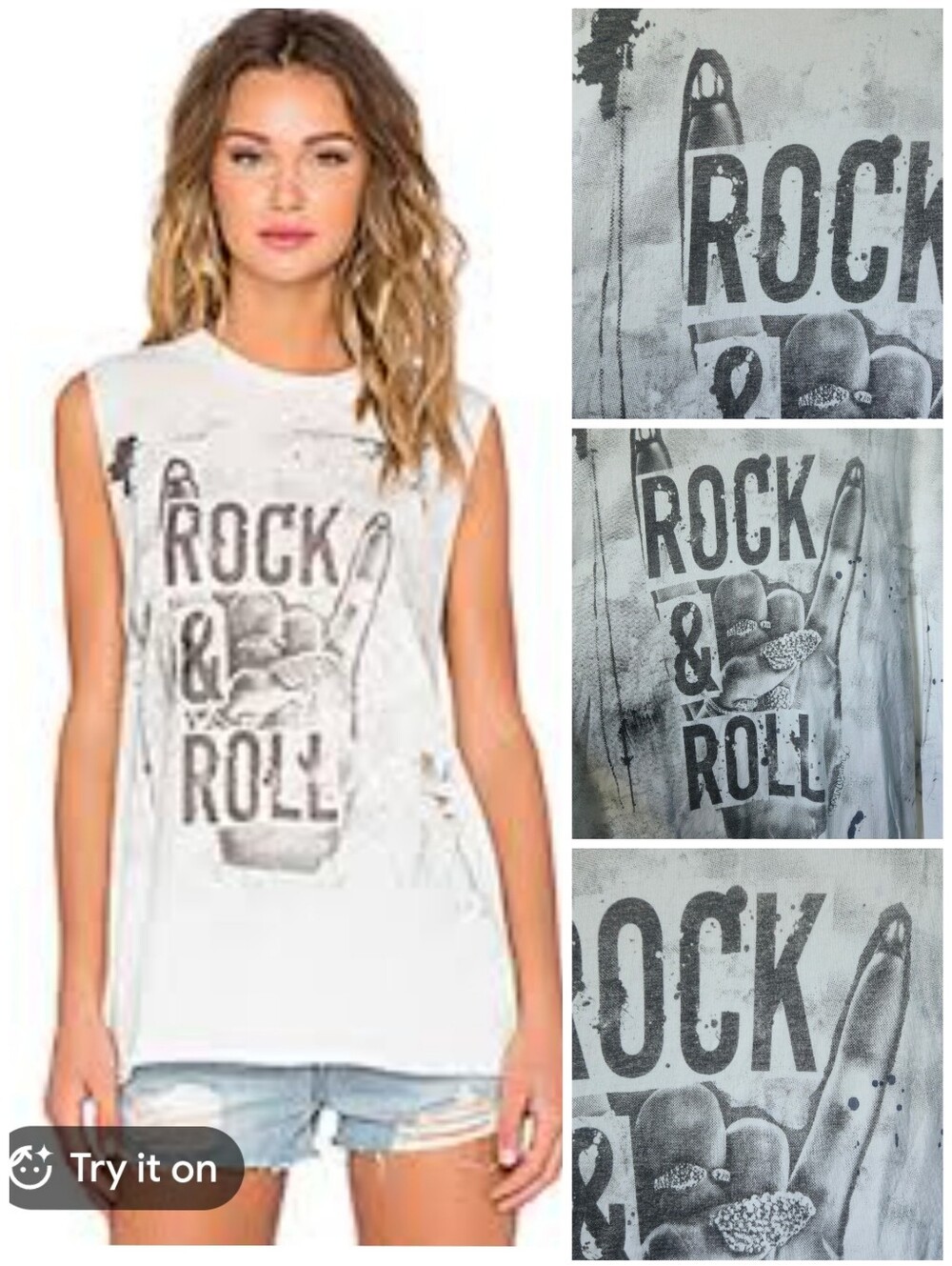 Lauren Moshi RARE Rock N Roll roxanne tank top